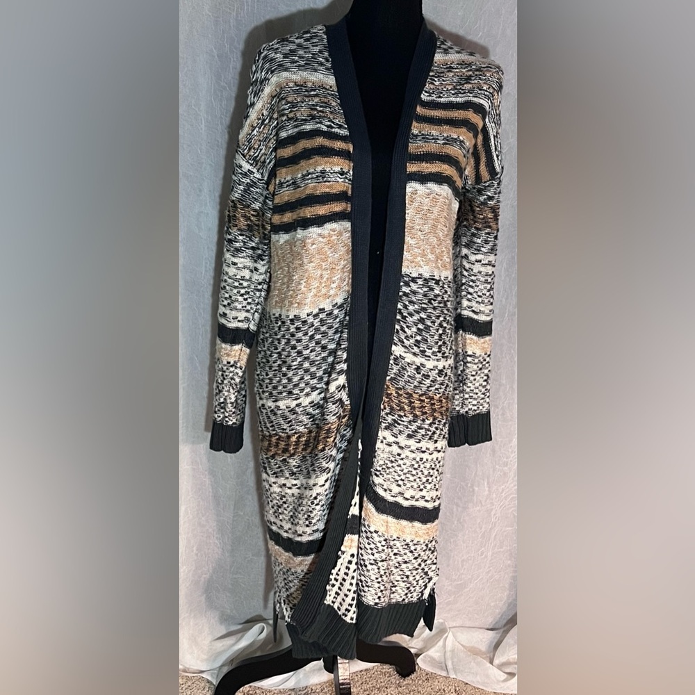 Marled yellow & grey patterned cardigan